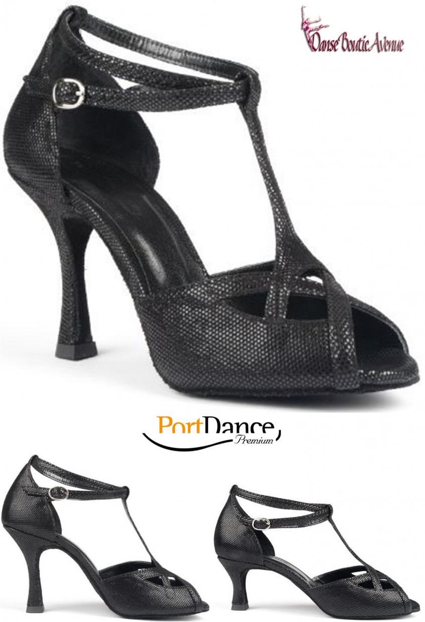 Chaussures de Danse Femme Bout Fermé Dessus Velours Latine Salsa Tango Prom  Intérieur Noir Doré